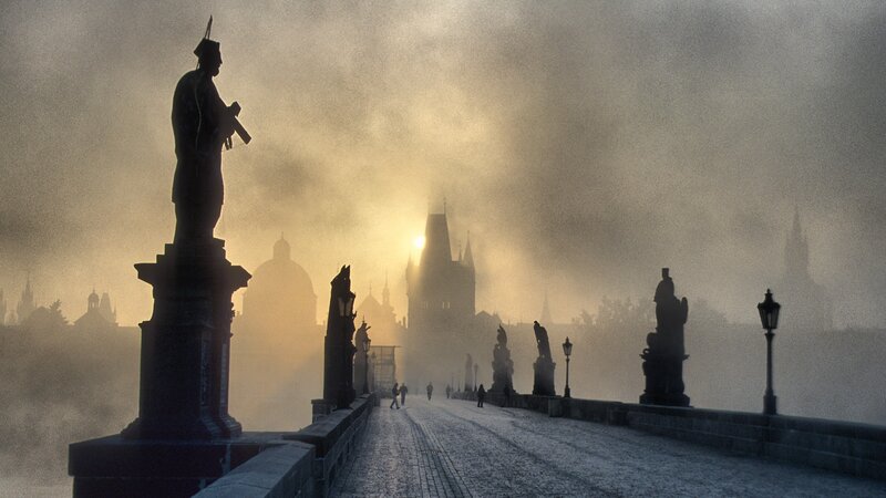 Statues on a Bridge — Gray