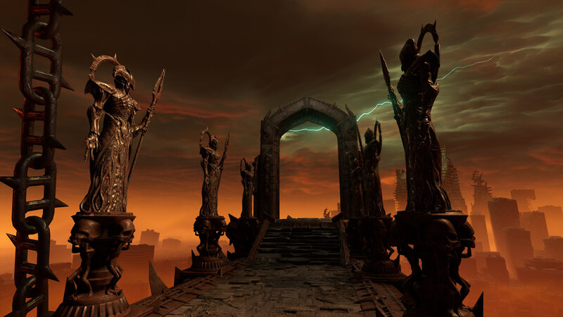 Statues on a Bridge — Orange