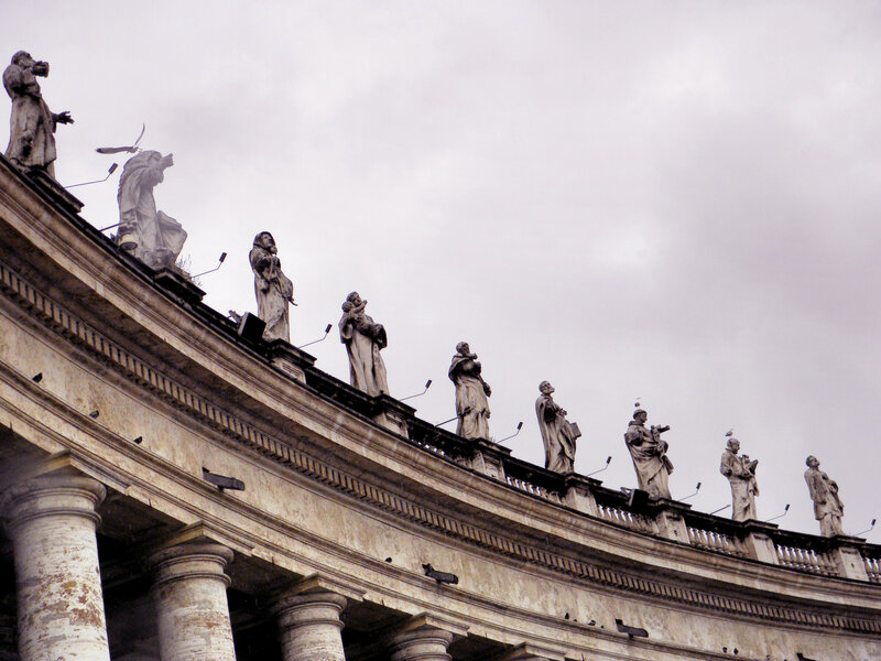 statues on a building facade