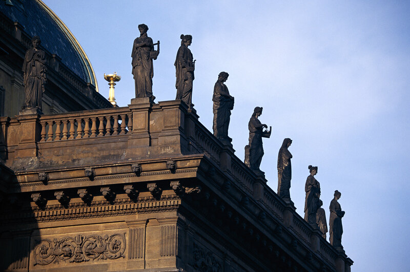 Statues on a building roof