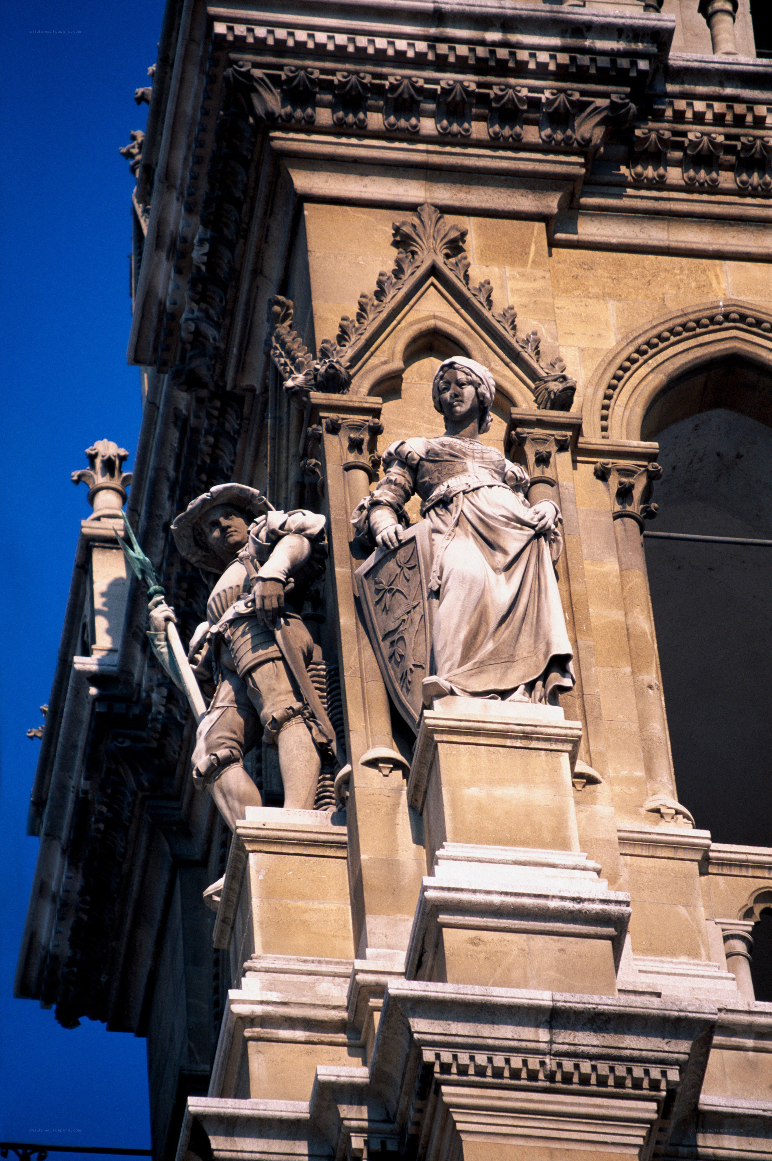 Statues on a historic building