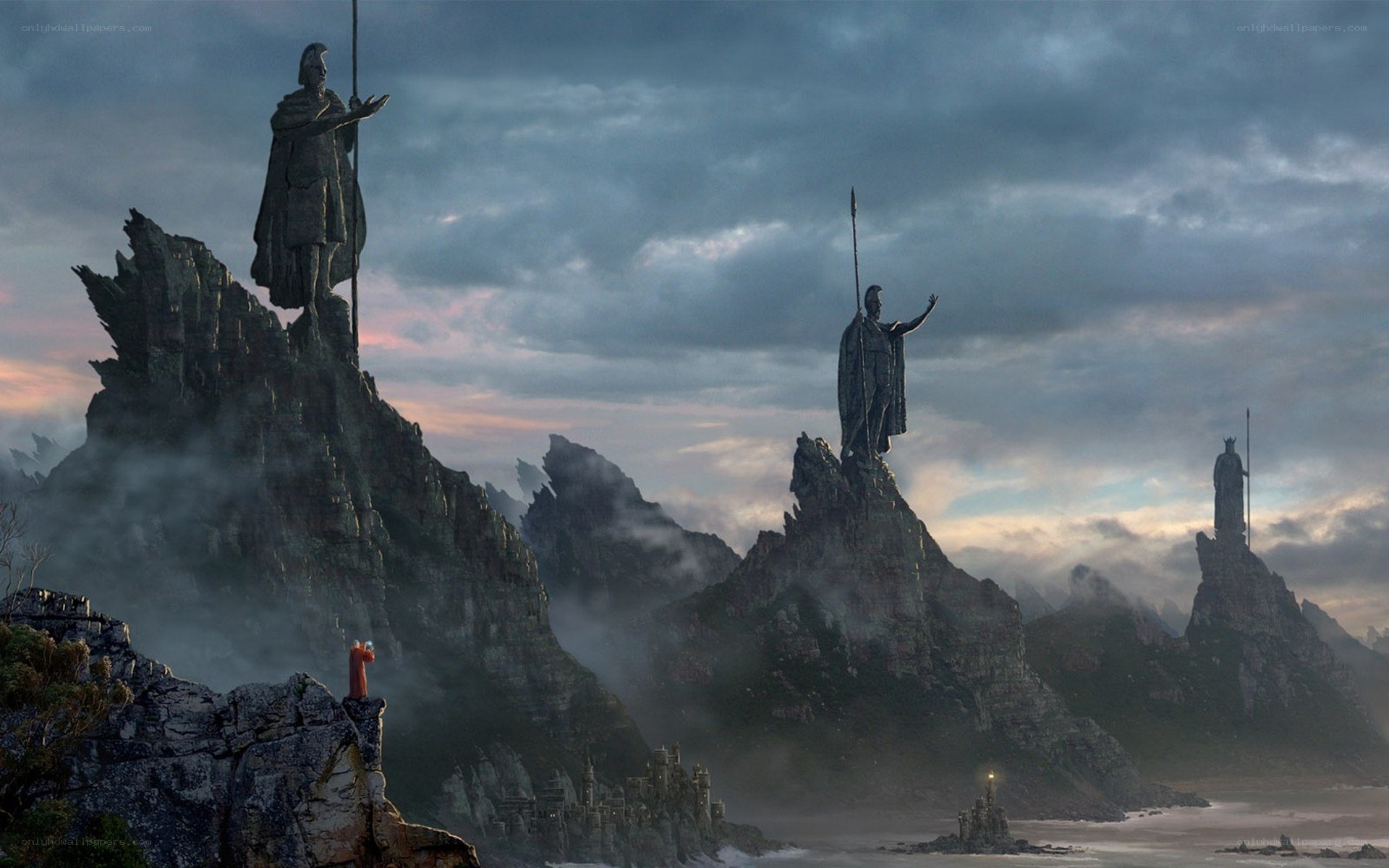 statues on rocky peaks