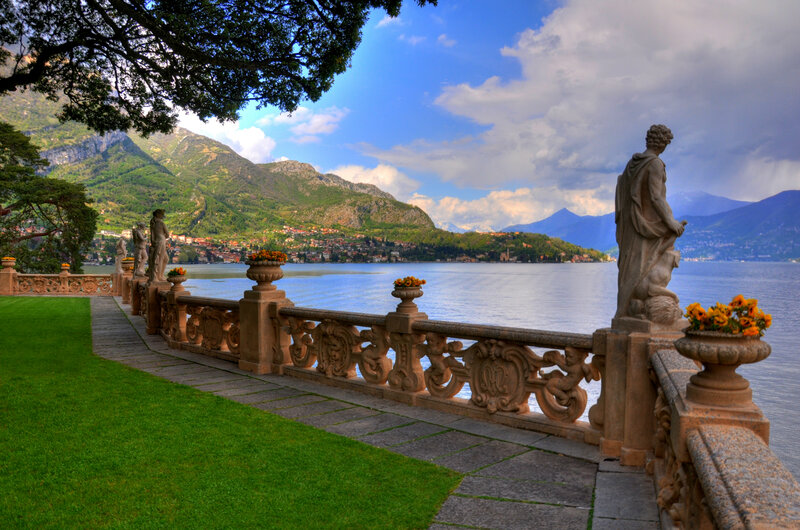 Statues Overlooking Lake — Green