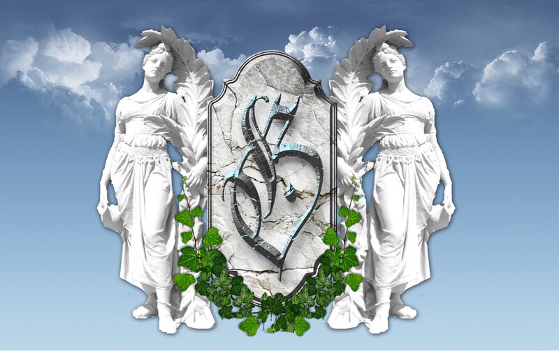 Statues with Crest and Ivy