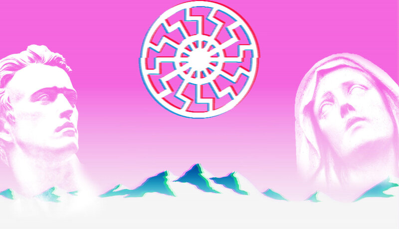 Statues with Sun Wheel