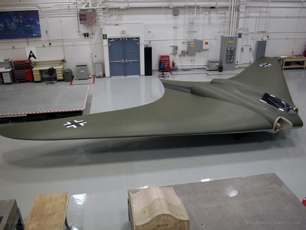 Stealth aircraft model in workshop