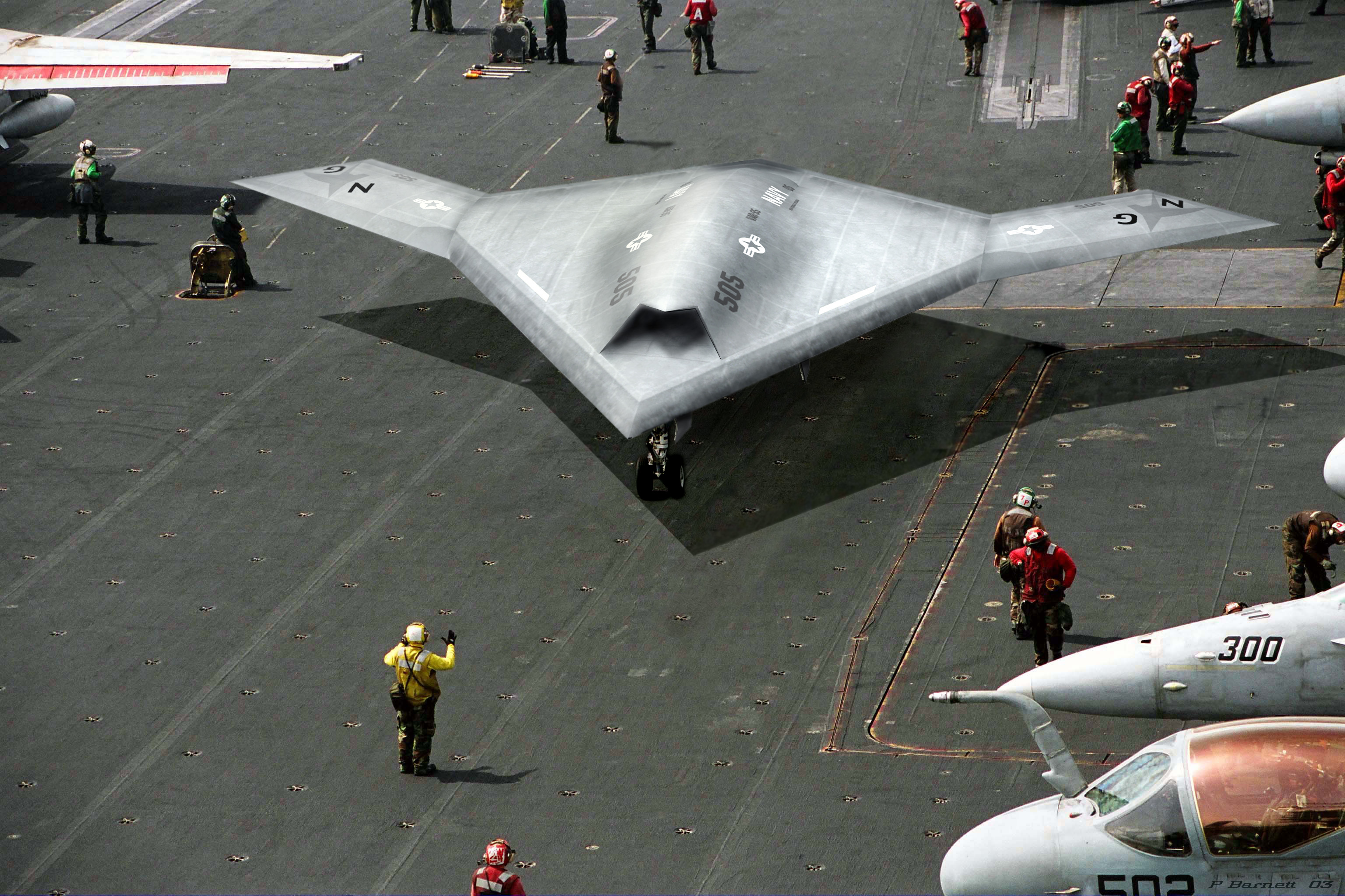 Stealth aircraft on carrier deck