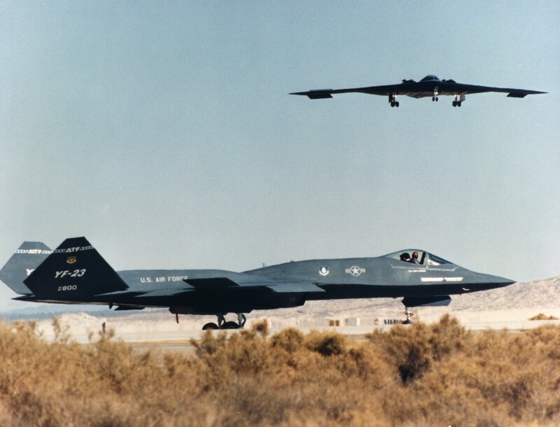 Stealth aircraft on runway