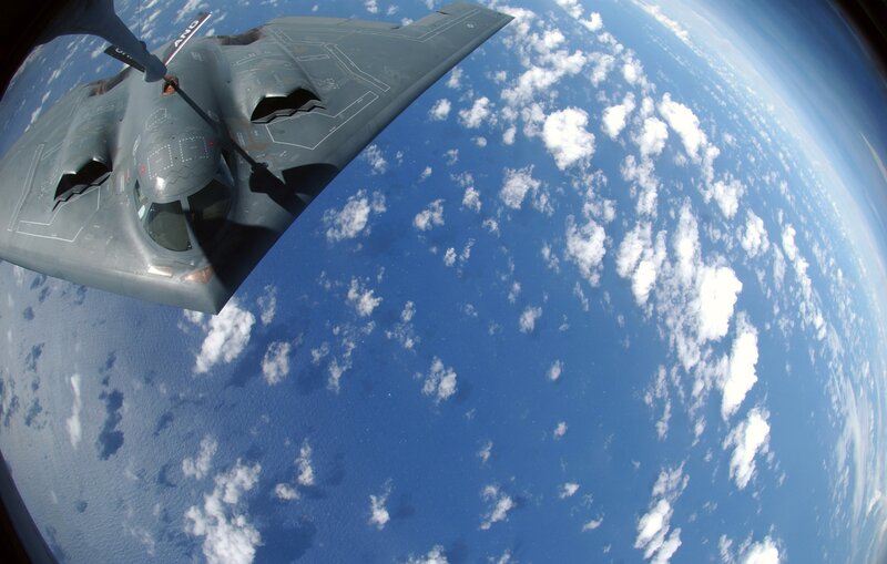 Stealth Bomber Aircraft — Blue, Serene, Photograph