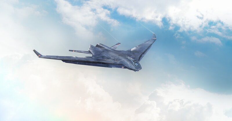 Stealth Bomber Aircraft — Blue, Serene
