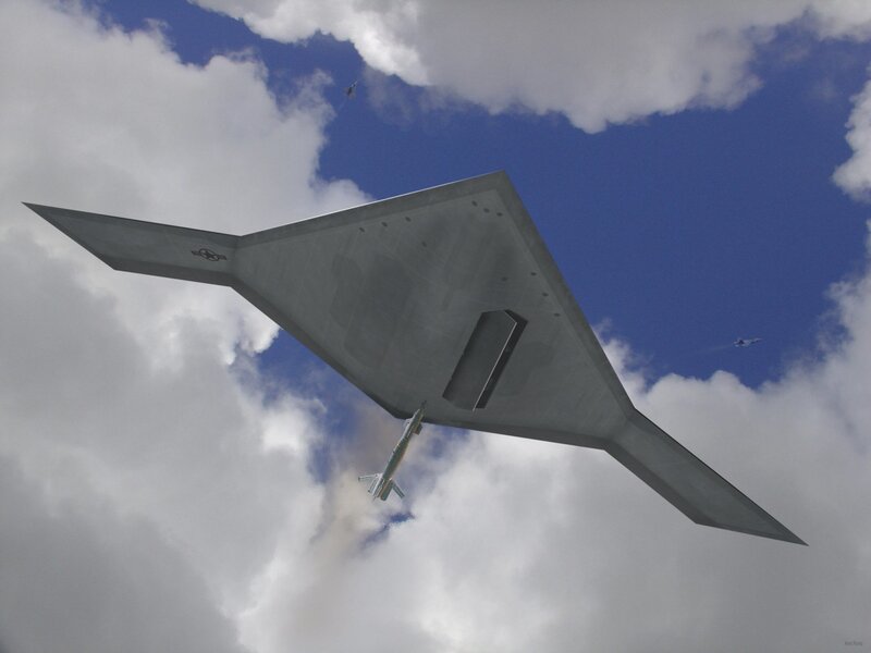 Stealth bomber in flight