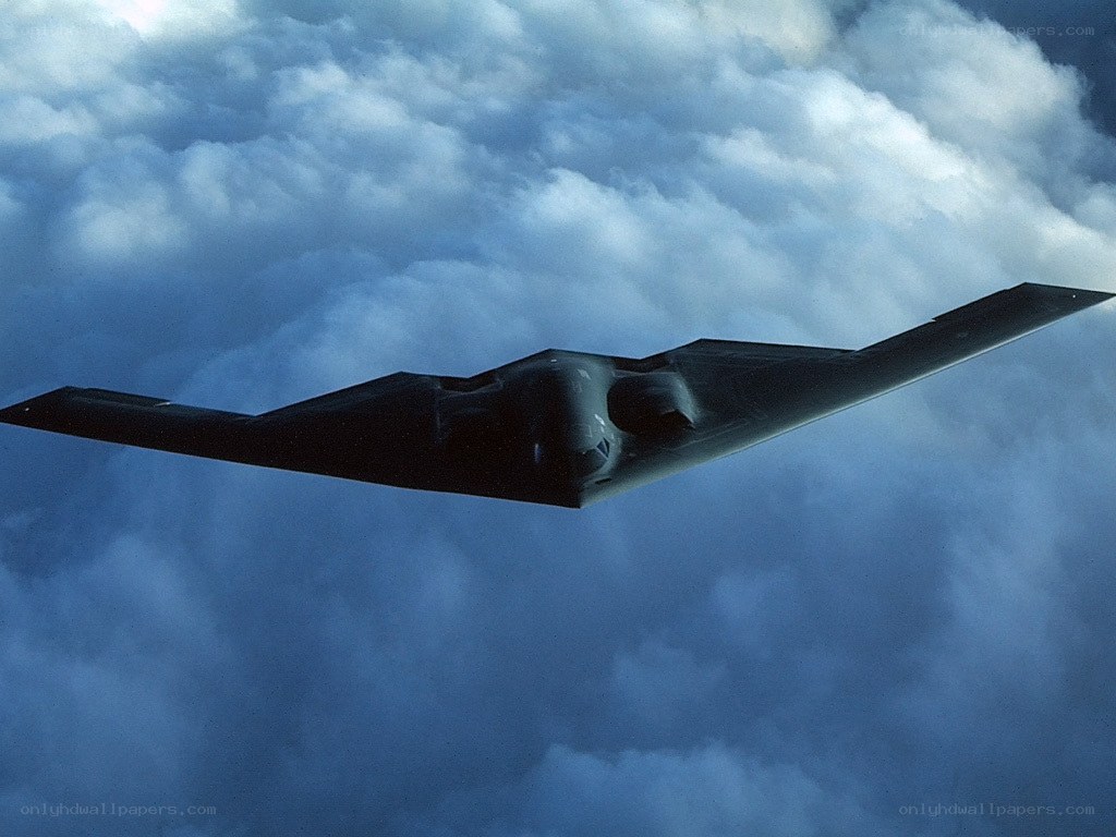 Stealth bomber in flight