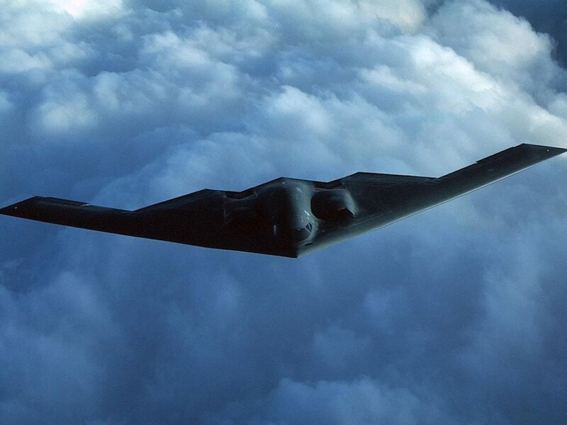 Stealth bomber in flight