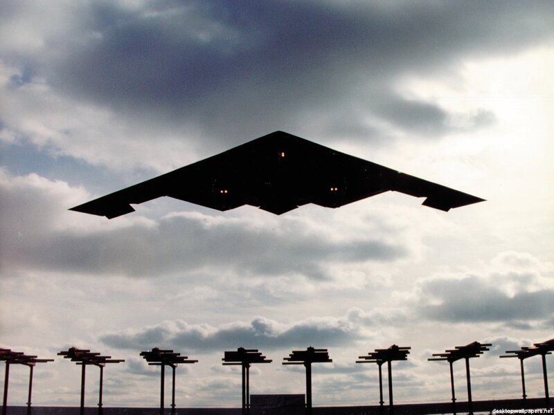 Stealth bomber in flight