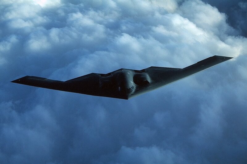 Stealth bomber in flight
