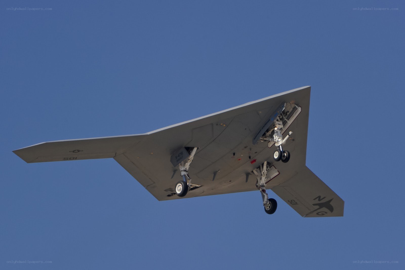 Stealth drone in flight