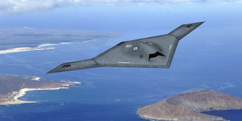 stealth drone over ocean