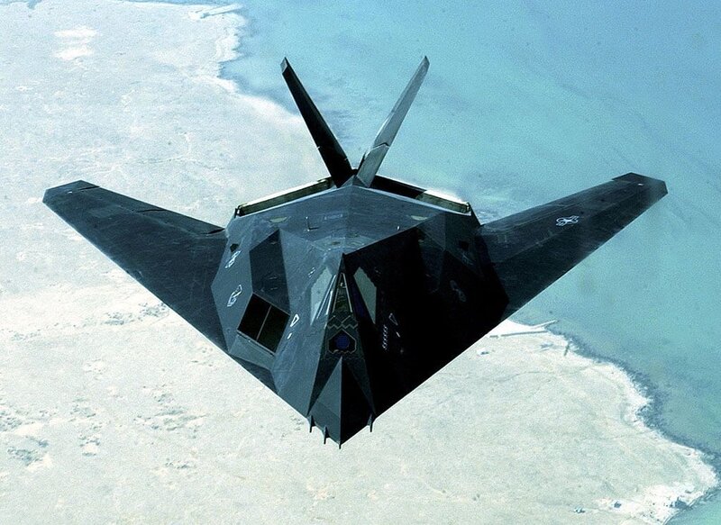 Stealth Fighter Jet — Black, Aerial