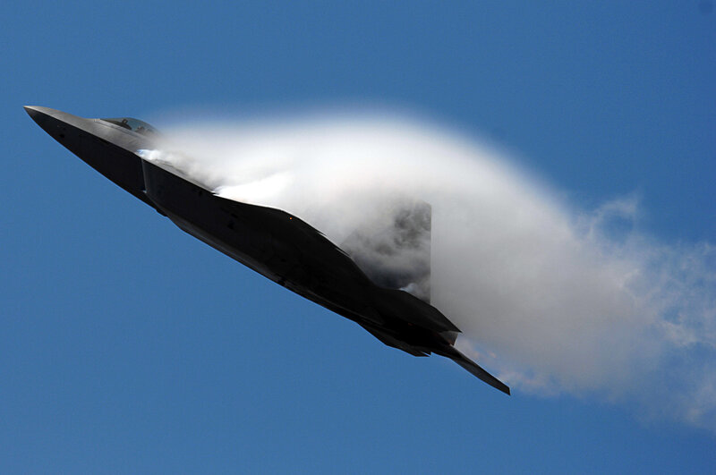 Stealth Fighter Jet — Blue, Dramatic, Afternoon, Photograph, Cloud