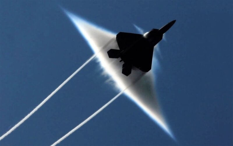 Stealth Fighter Jet — Blue, Dramatic, Afternoon, Photograph, Sonic Boom