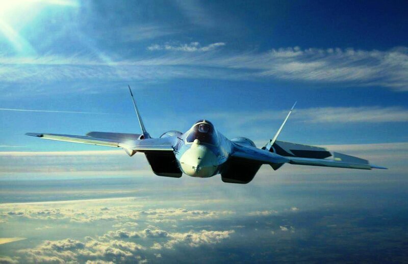 Stealth Fighter Jet — Blue, Dramatic, Afternoon