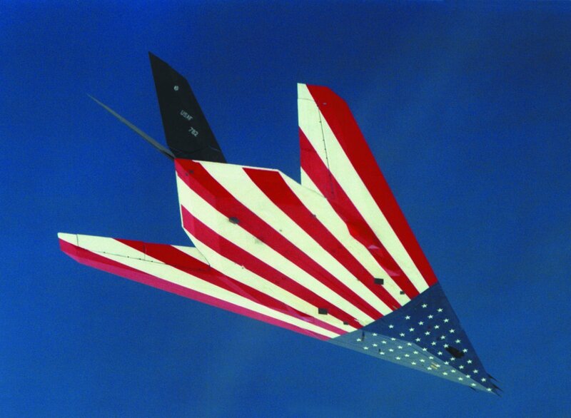 Stealth Fighter Jet — Blue, Dramatic, Daytime