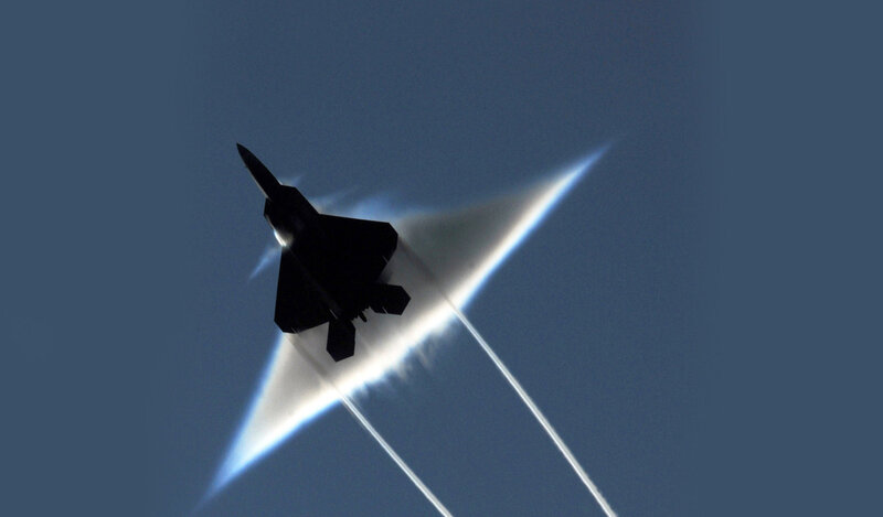 Stealth Fighter Jet — Blue, Dramatic, Photograph, Sonic Boom