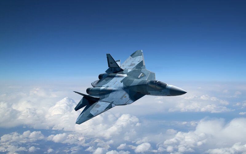 Stealth Fighter Jet — Blue, Serene, Afternoon, 3d Render