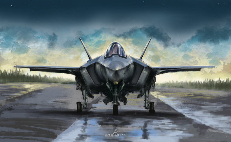 Stealth Fighter Jet — Gray, Dramatic, Night