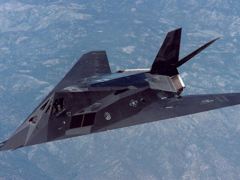 Stealth Fighter Jet — Gray, Dramatic, Photograph, Aircraft, Mountains
