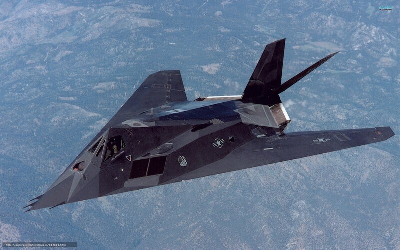 Stealth Fighter Jet — Gray, Dramatic, Photograph, Mountains, Sky