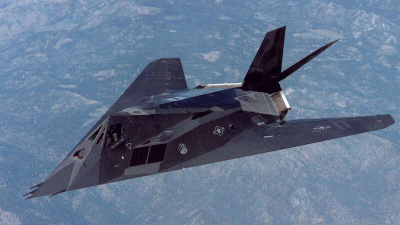 Stealth Fighter Jet — Gray, Dramatic, Photograph, Mountains