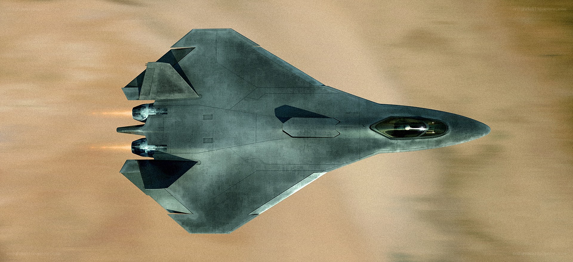 Stealth fighter jet in flight