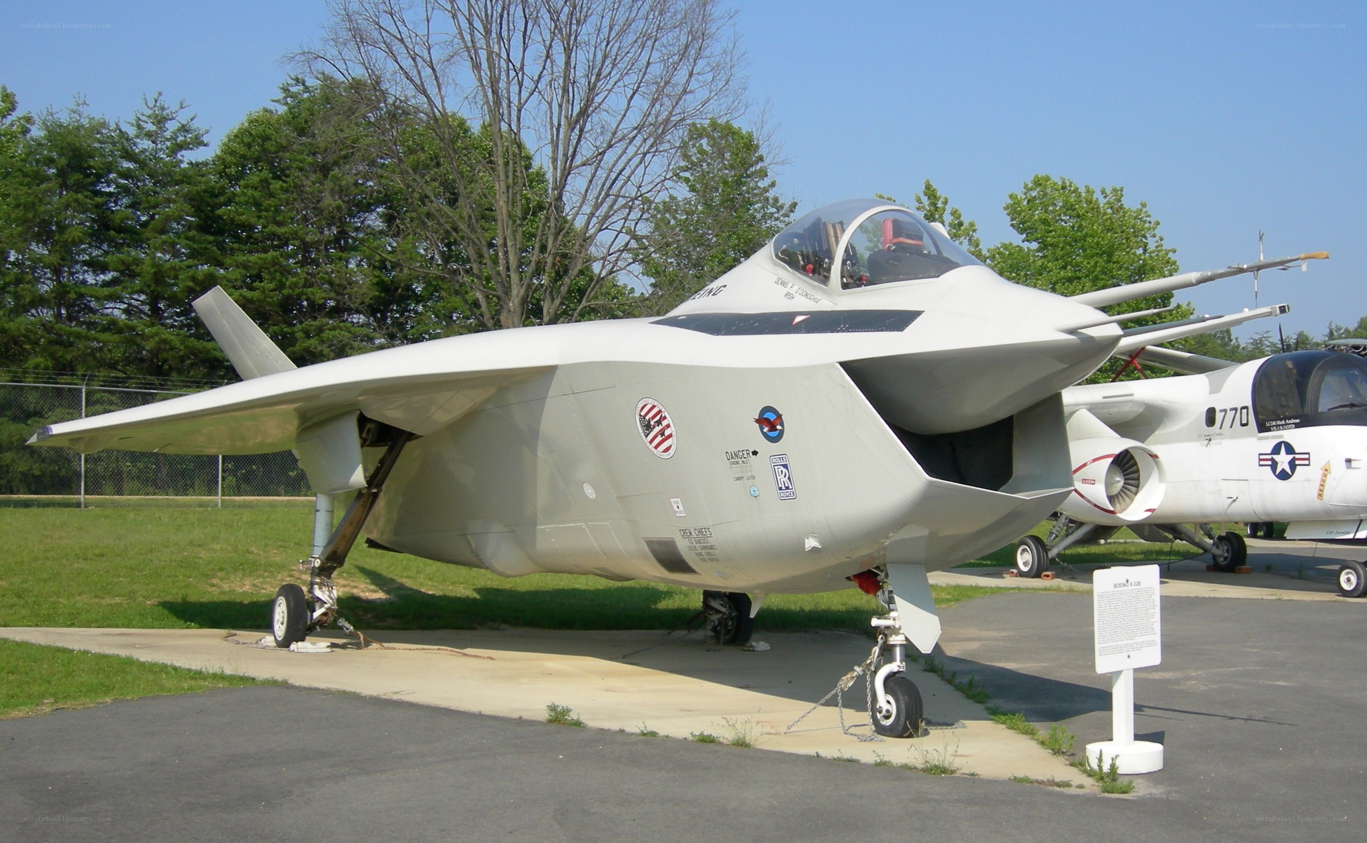 Stealth fighter jet on display