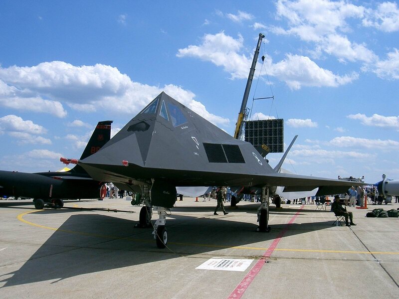 Stealth fighter jet on display