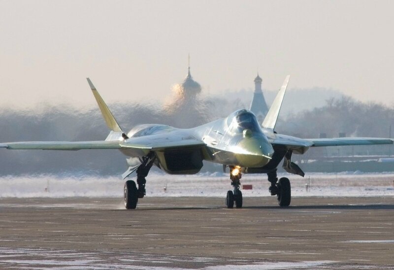 Stealth fighter jet on runway