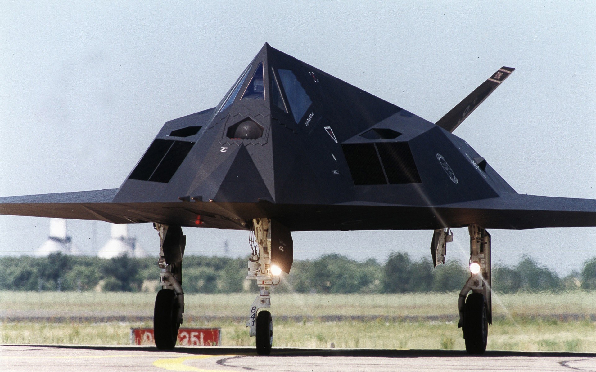 Stealth fighter jet on runway