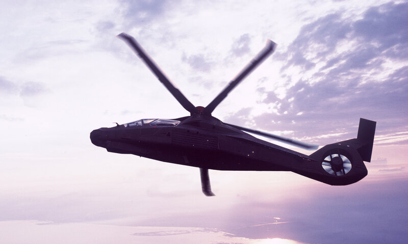 stealth helicopter in flight
