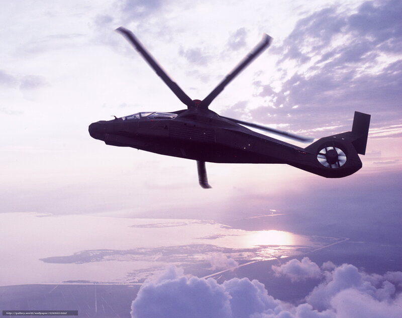 Stealth Helicopter in Flight — Purple, Dramatic