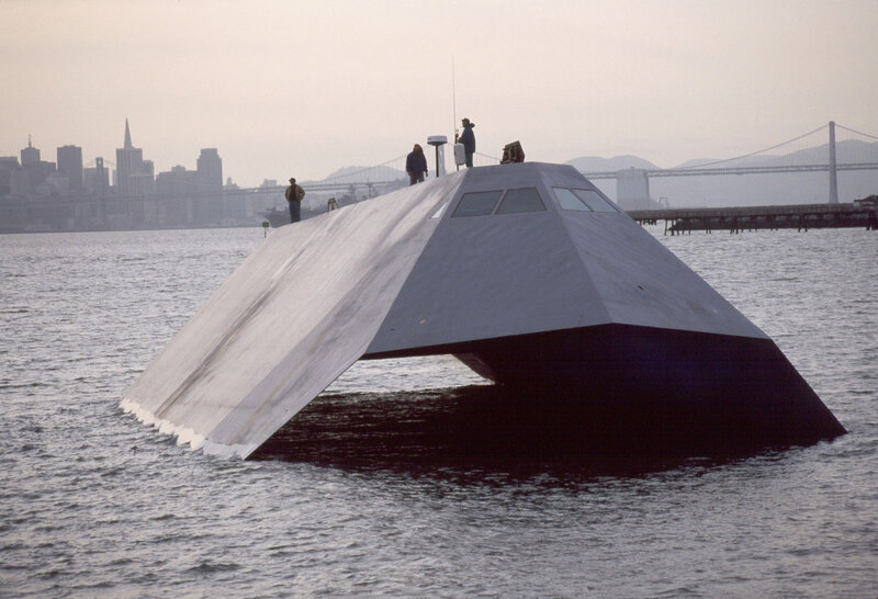 Stealth Ship in Water — Gray