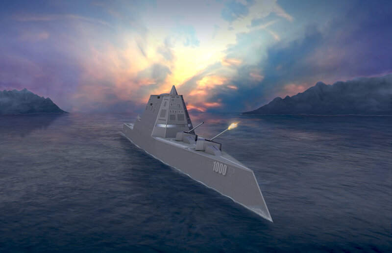 Stealth Warship at Sea — Gray