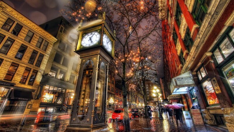 Steam Clock in City — Black