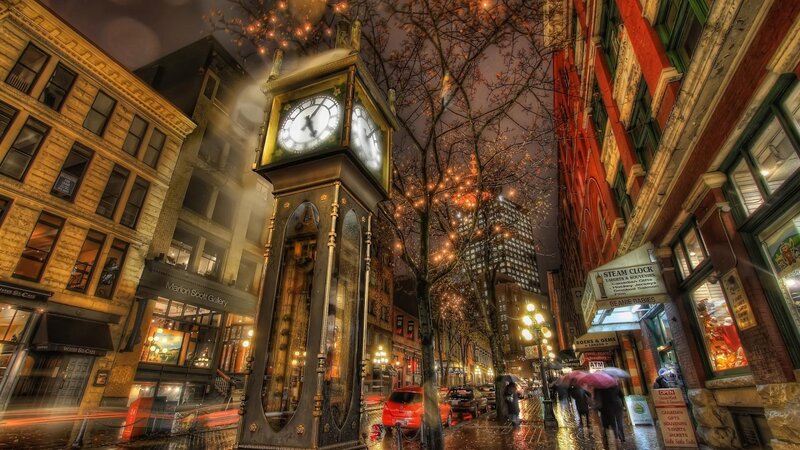 Steam Clock in City — Brown