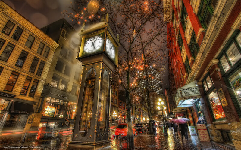 Steam Clock on Street — Yellow