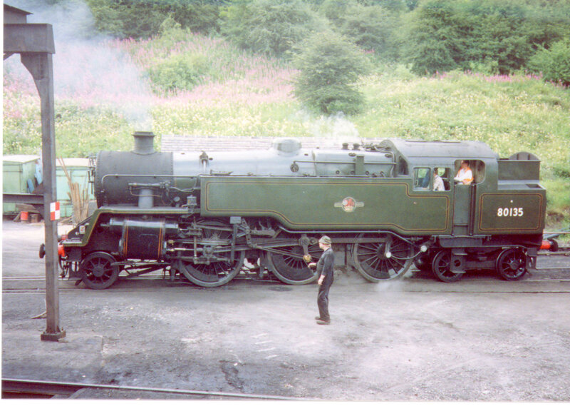 Steam locomotive at station