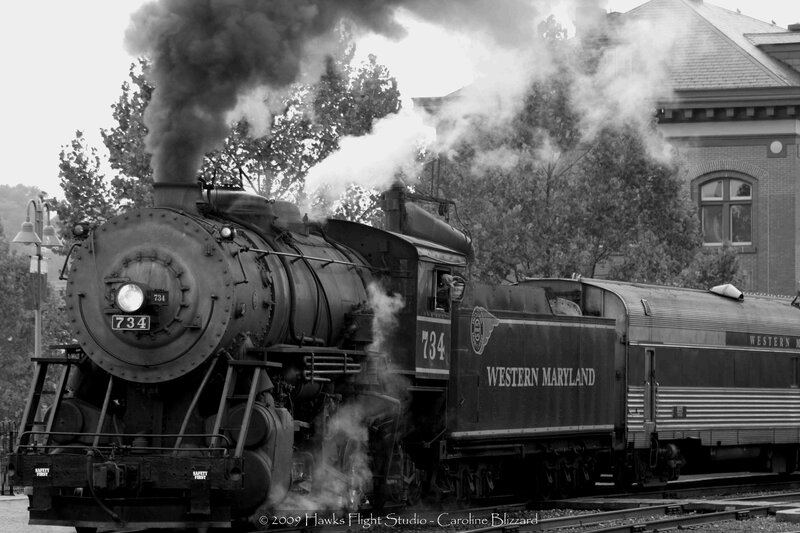 Steam locomotive at station