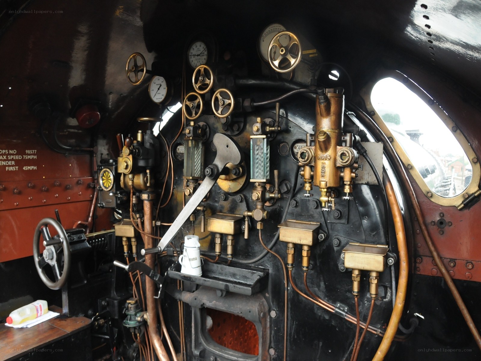 Steam locomotive control panel