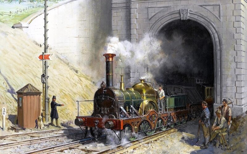 Steam Locomotive Exiting Tunnel
