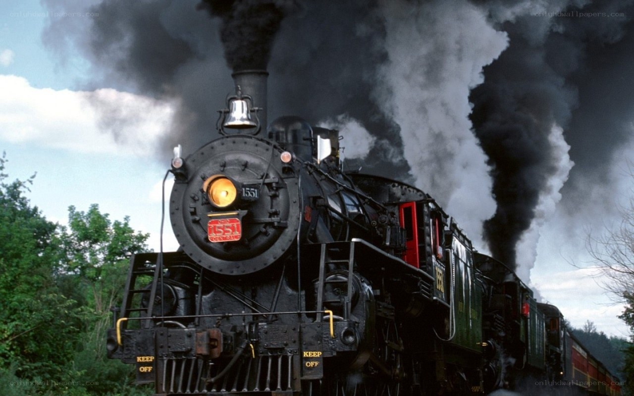 Steam locomotive in motion