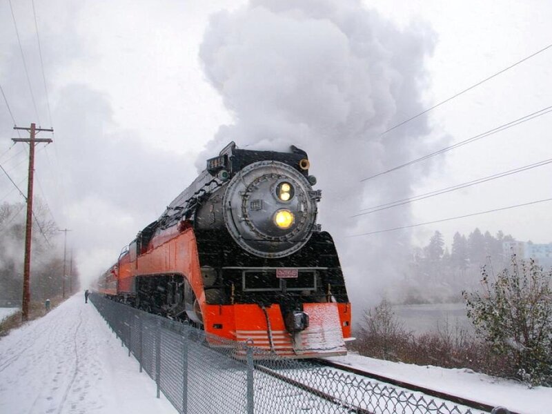 Steam Locomotive in Snow
